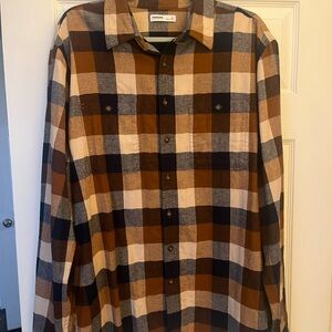NWOT Sonoma Men's Blue, Brown and White Plaid Shirt XL